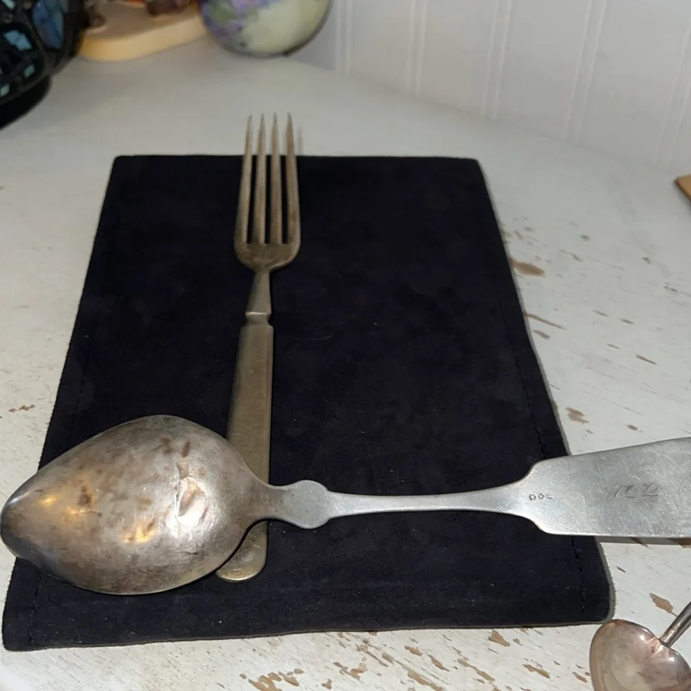 Antique Prussian Sterling Silver fork & serving spoon